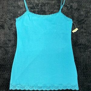 Sonoma NWT Turquoise Lace Trim Camisole Adjustable Straps Cotton M Y2K